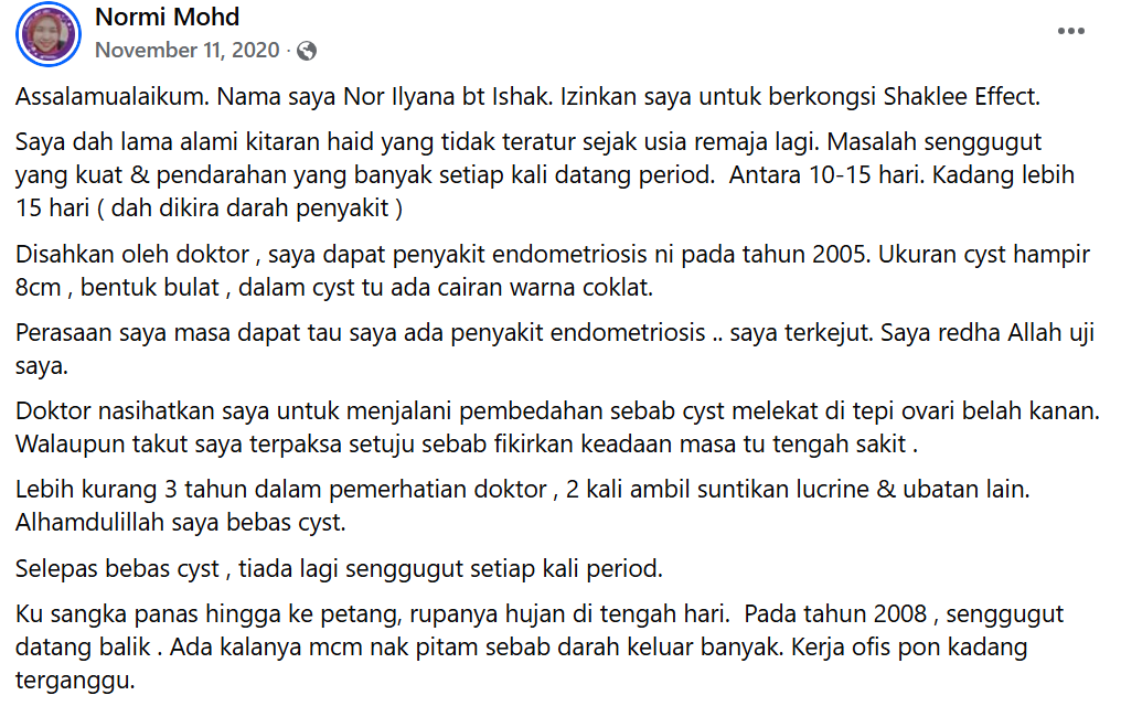 Vivix Shaklee Untuk Endometriosis